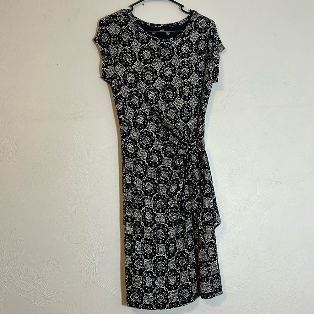 Loft navy and white printed dress